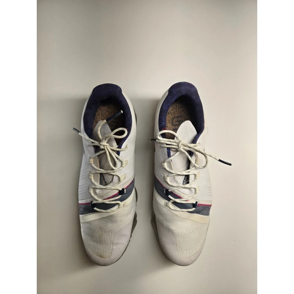Under Armour Spieth 3 Golf Shoes Mens 10 White Navy Spiked Athletic 3022360-104